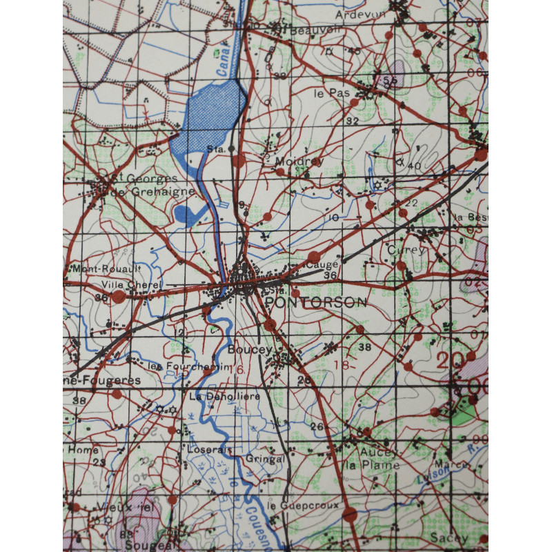 Carte britannique, AVRANCHES-FOUGÈRES, 1944