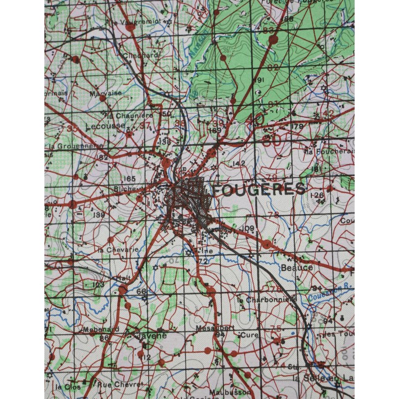 Carte britannique, AVRANCHES-FOUGÈRES, 1944