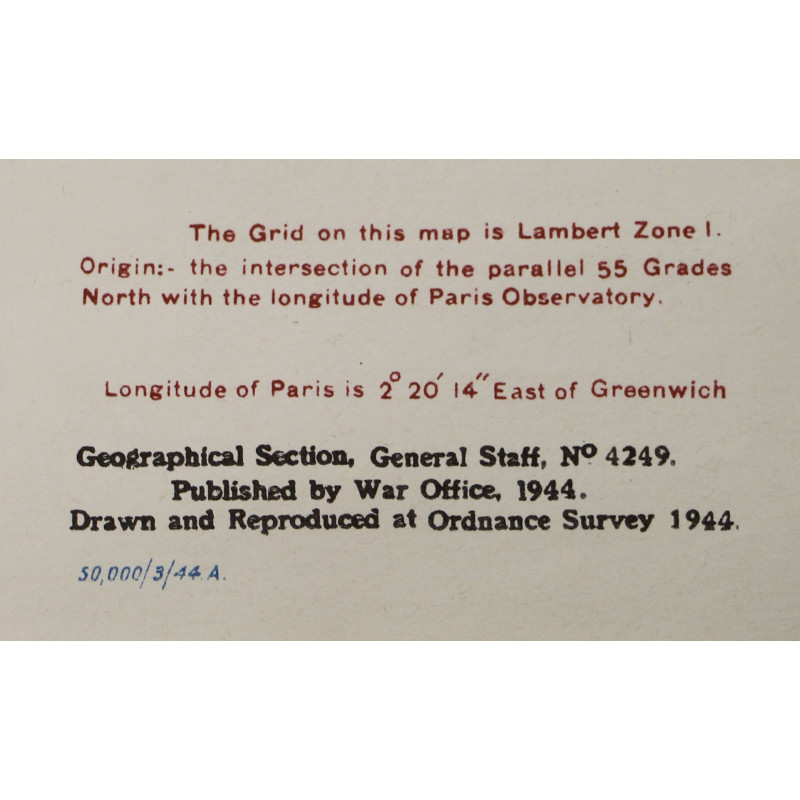 Carte britannique, AVRANCHES-FOUGÈRES, 1944