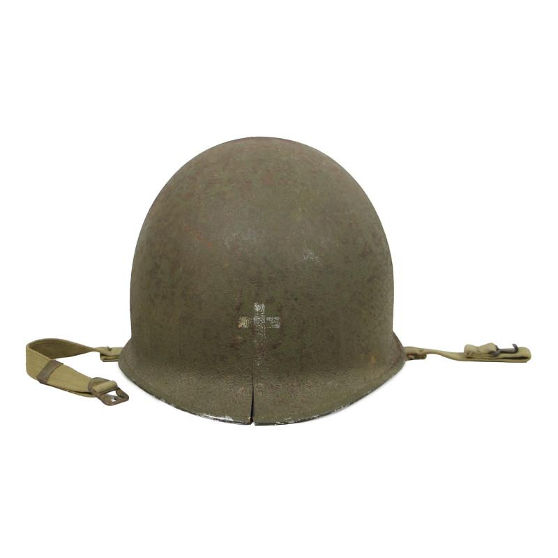 Casque M1, pattes fixes, liner ST. CLAIR RUBBER CO., aumônier chrétien