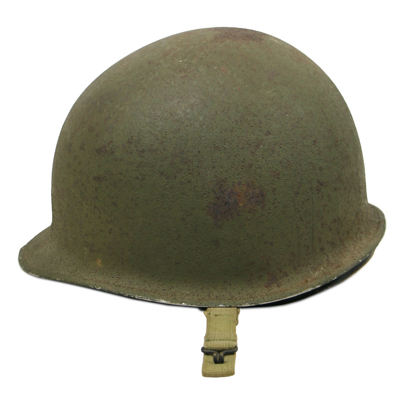 Casque M1, pattes fixes, liner ST. CLAIR RUBBER CO., aumônier chrétien