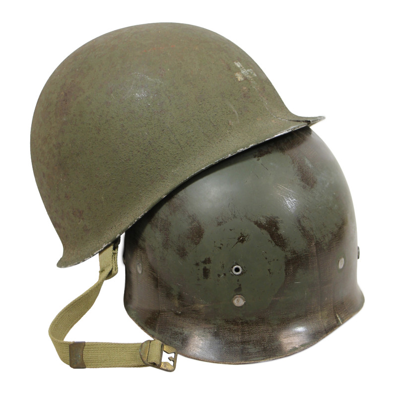 Casque M1, pattes fixes, liner ST. CLAIR RUBBER CO., aumônier chrétien