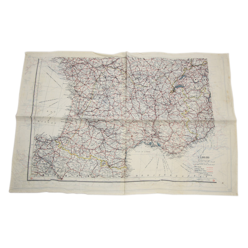 Carte d'évasion en soie, MI 9, Sud de la France et Méditerranée occidentale