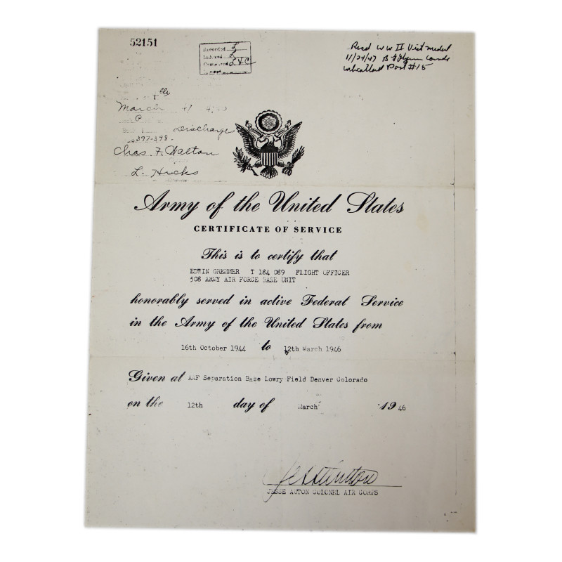 Grouping, F/O Edwin Gremmer, Pilot, Air Transport Command, USAAF, CBI