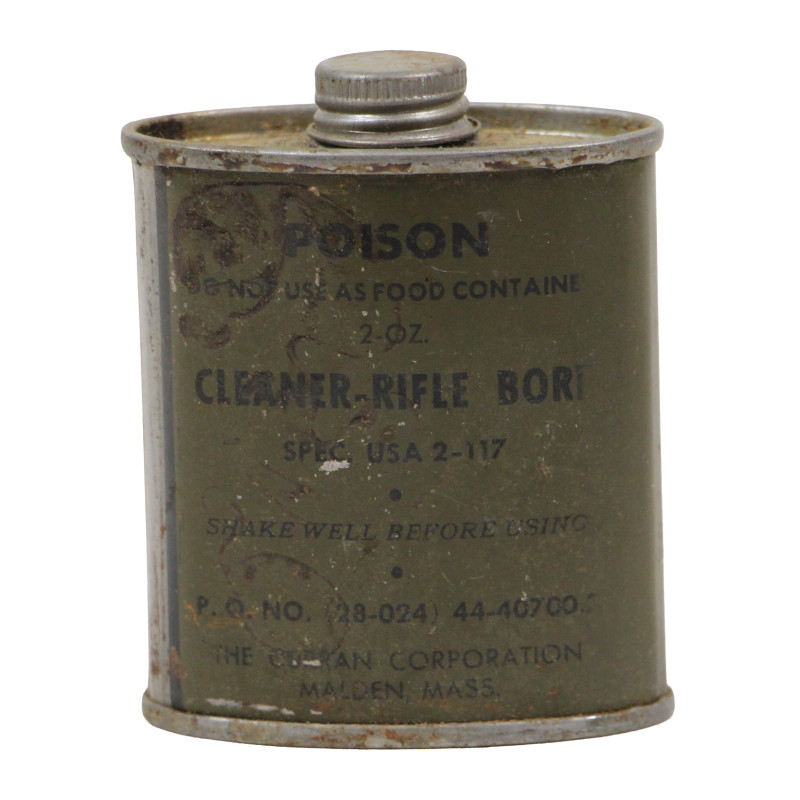 Flacon de solvant, Rifle Bore Cleaner, THE CURRAN CORPORATION, 1944, plein