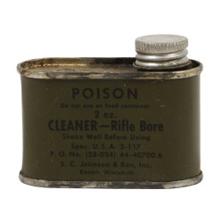Flacon de solvant, Rifle Bore Cleaner, S.C. Johnson & Son, Inc., 1944, plein