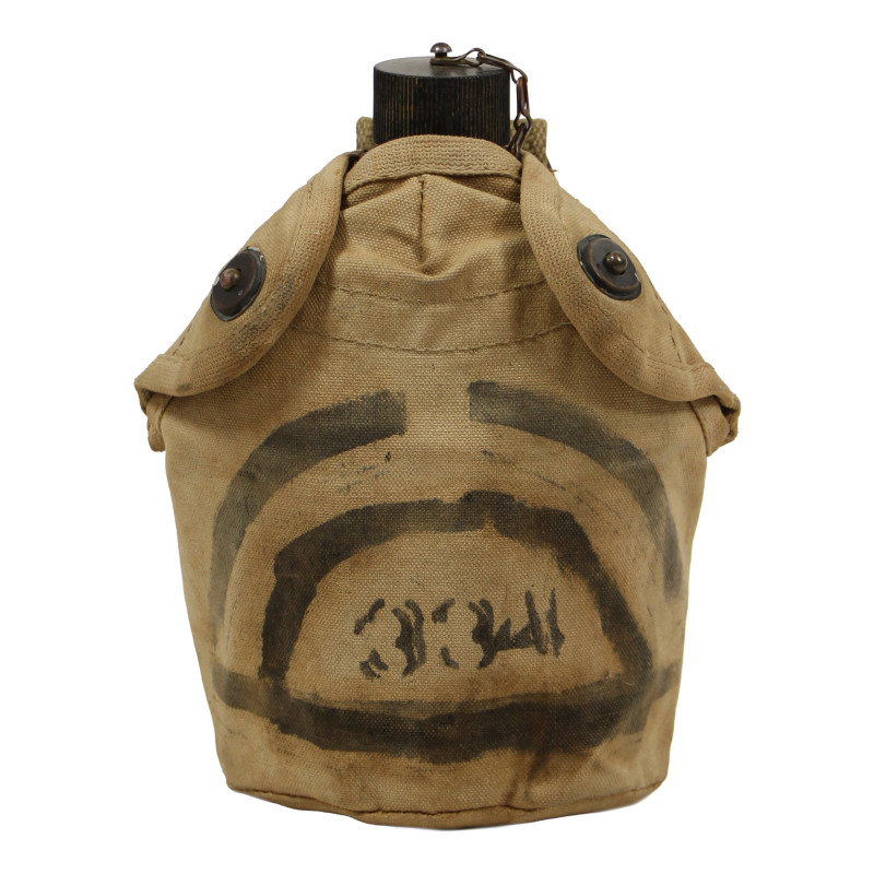 Canteen, US, Complete, 1942, with USMC Cover, P2, Co. L, 23rd Inf. Regt., 4th Marine Division, Named, Iwo Jima