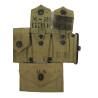 Ceinturon cartouchière M1 Garand, BURLINGTON MILLS, INC. 1943, pochette à pansement M-1942, B.A.B. CO. 1942, matricule partiel