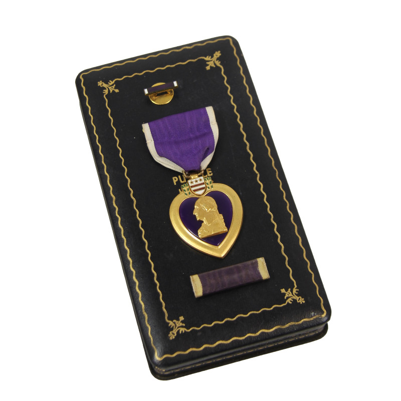Coffret médaille, Purple Heart, Pvt. Herman Schwamenfeld, Co. I., 18th Inf. Regt., 1st Infantry Division, WIA, Belgique
