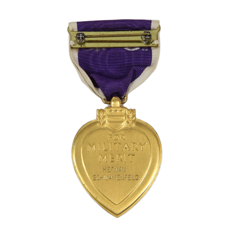 Coffret médaille, Purple Heart, Pvt. Herman Schwamenfeld, Co. I., 18th Inf. Regt., 1st Infantry Division, WIA, Belgique