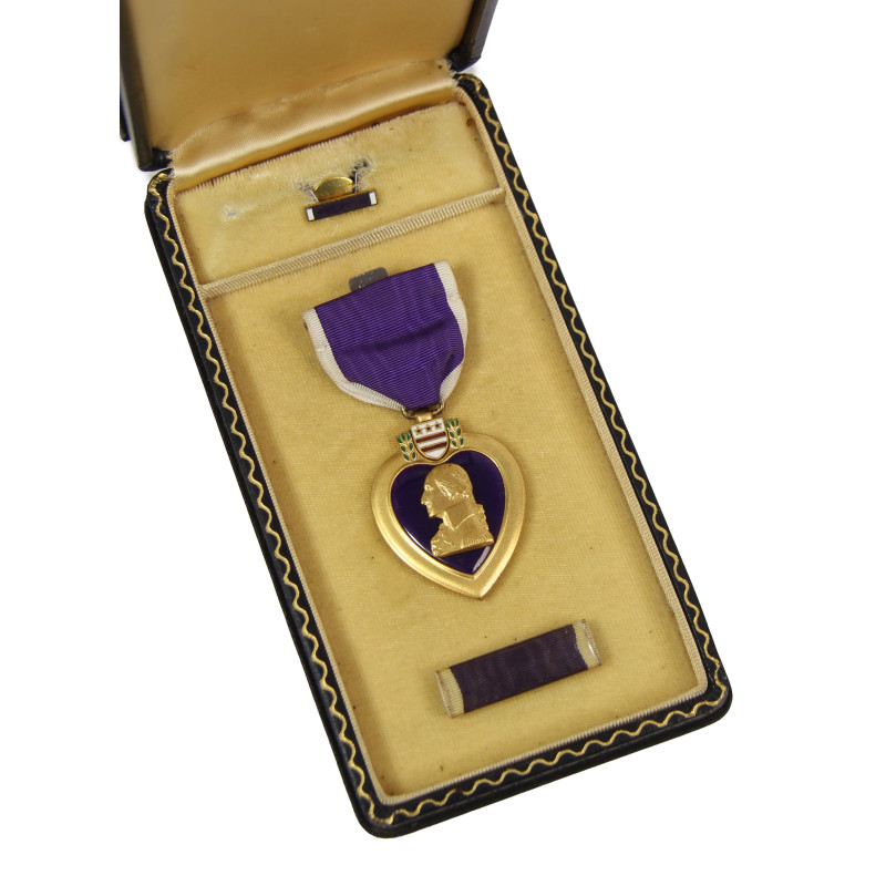 Coffret médaille, Purple Heart, Pvt. Herman Schwamenfeld, Co. I., 18th Inf. Regt., 1st Infantry Division, WIA, Belgique