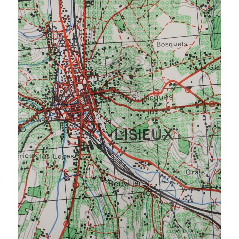 Map, British, LISIEUX, Normandy, 1943