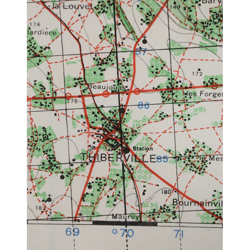 Map, British, LISIEUX, Normandy, 1943