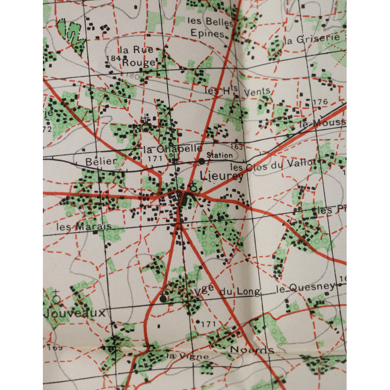 Map, British, LISIEUX, Normandy, 1943