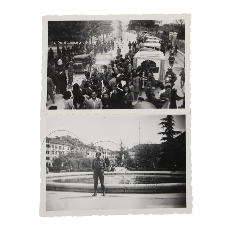 Lot de quatre photographies, US Army, Medic, Italie, printemps 1945
