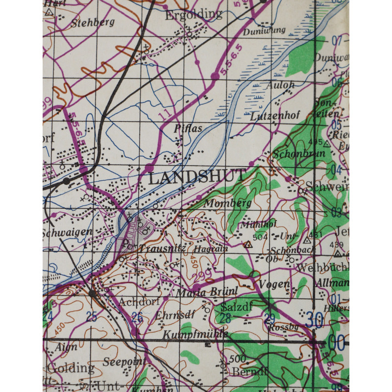Carte alliée, LANDSHUT, Allemagne, 1944