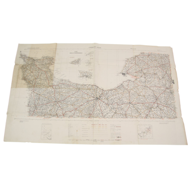 Carte, CHERBOURG-ROUEN, 1941, annotée, Utah Beach