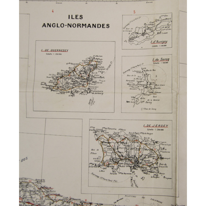 Carte, CHERBOURG-ROUEN, 1941, annotée, Utah Beach