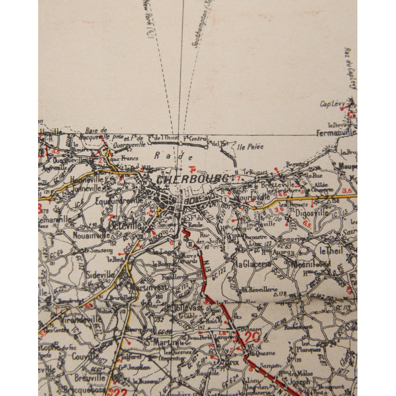 Map, CHERBOURG-ROUEN, 1941, Annoted, Utah Beach