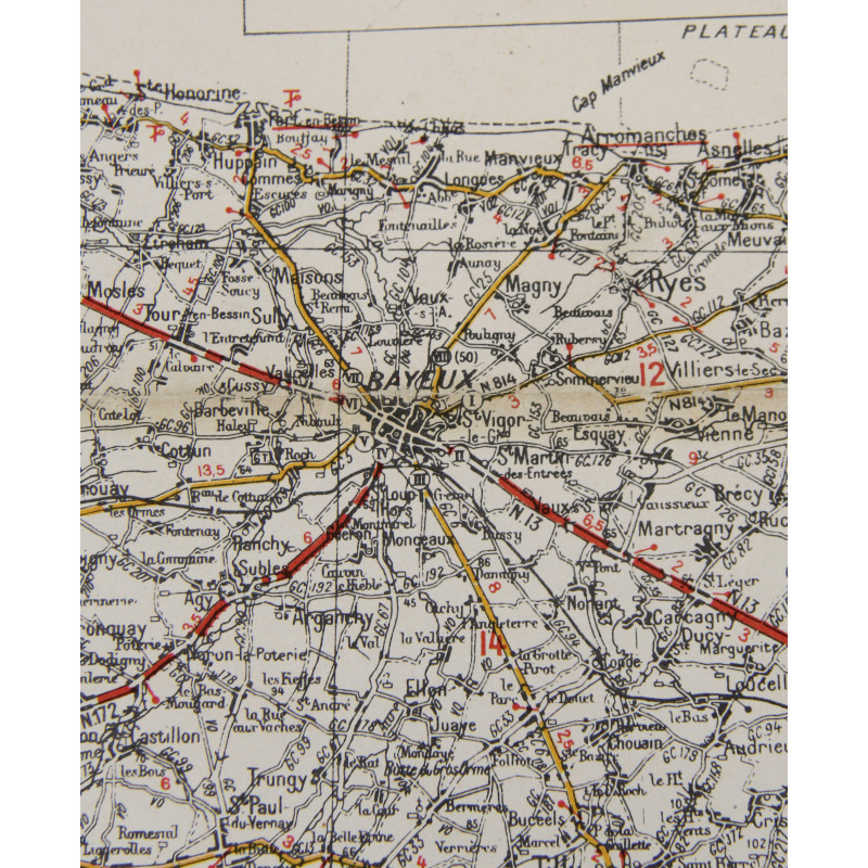Carte, CHERBOURG-ROUEN, 1941, annotée, Utah Beach