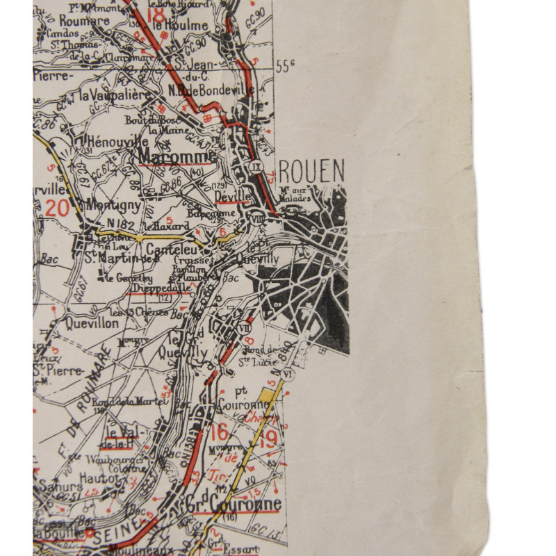 Map, CHERBOURG-ROUEN, 1941, Annoted, Utah Beach