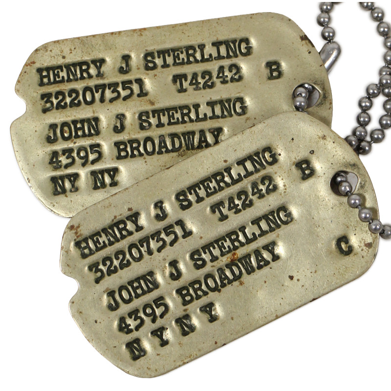 Plaques d'identité, T/4 Henry Sterling, 33rd Arm. Regt., 3rd Armored Division, ETO