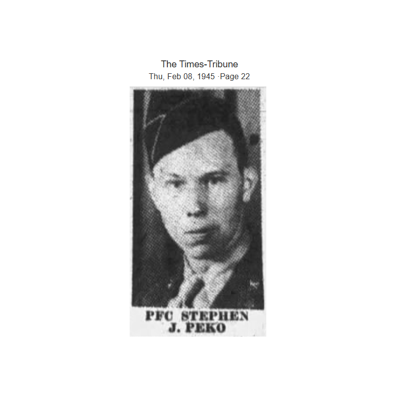 Grouping, Pfc. Stephen Pako, Hq. Co., 3rd Bn., 329th Inf. Regt., 83rd Infantry Division, WIA, ETO