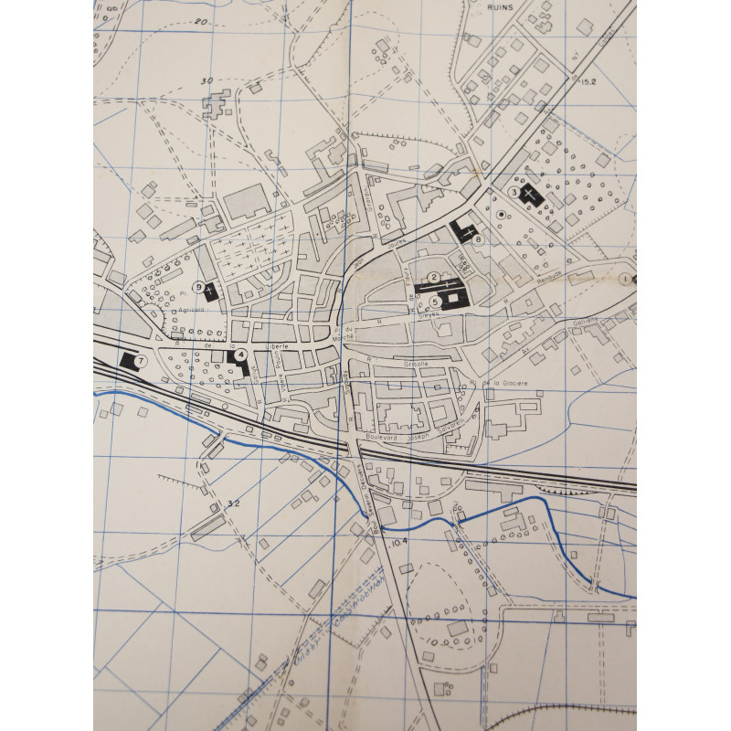 Carte alliée, TOWN PLAN OF FREJUS, France, opération Dragoon, 1944