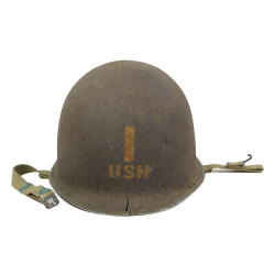 Casque M1, pattes fixes, Schlueter, Ensign, US Navy, liner MSA, A washers verts