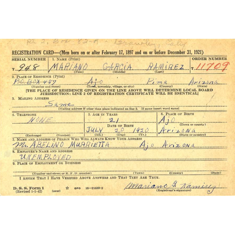 Rapport disciplinaire, Pfc. Mariano Ramirez, 1163rd Labor Sup. Co., Carentan, 1945