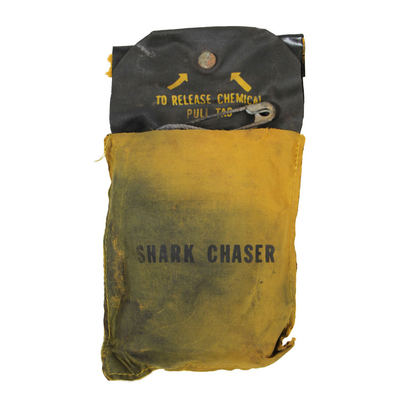 Pochette de répulsif chimique, Shark Chaser, gilet de sauvetage, USAAF & USN, intacte