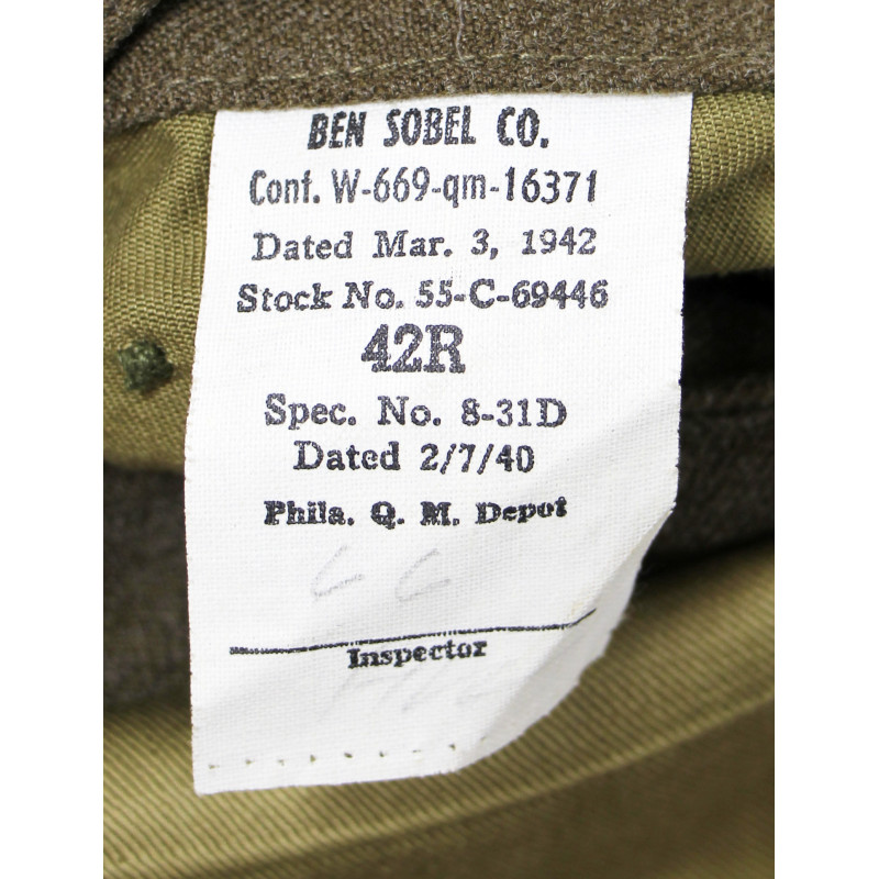 Coat, Serge, Wool, OD, Corporal, USAAF, 42R, 1942