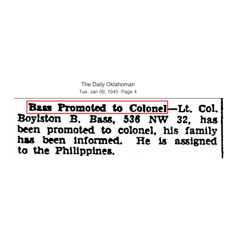 Calot officier, Col. Boylston Bass, Secretary of the General Staff, Sixth Army, PTO