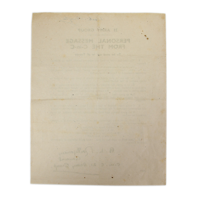 Message, 21 Army Group, Field Marshal Bernard Montgomery, D-Day, Named