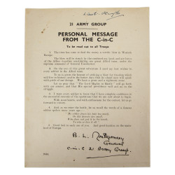Message, Field Marshal Bernard Montgomery, Jour J, nominatif