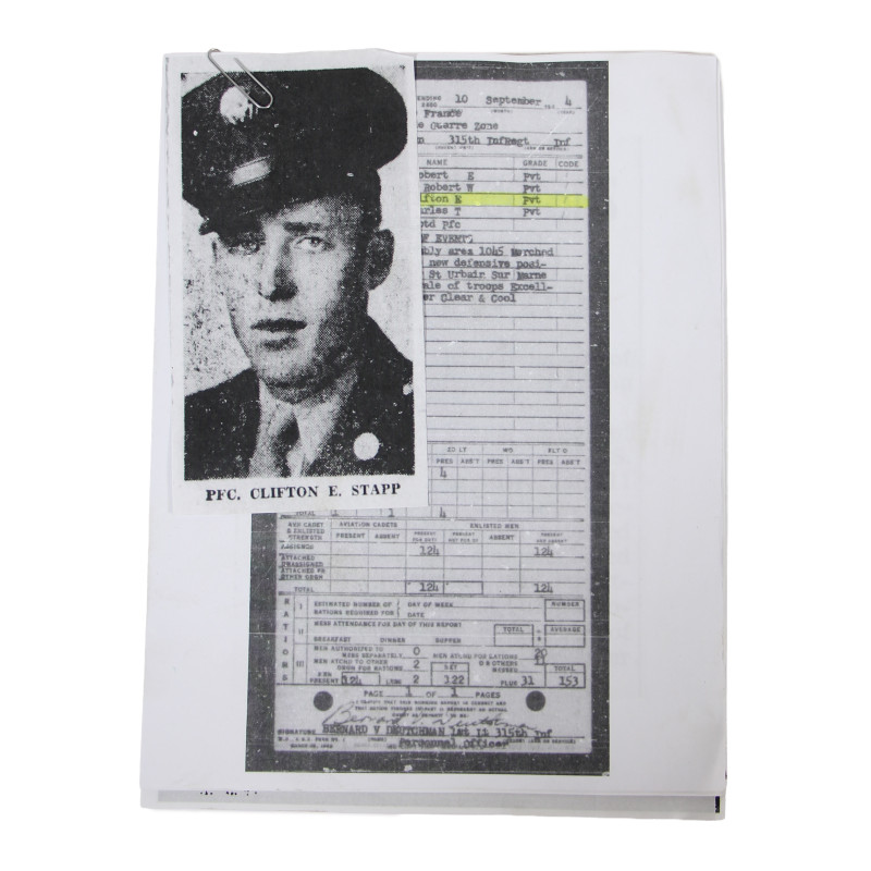 Grouping, Pvt. Clifton Stapp, Hq. Co., 2nd Bn., 315th Inf. Regt., 79th Infantry Division, POW, ETO