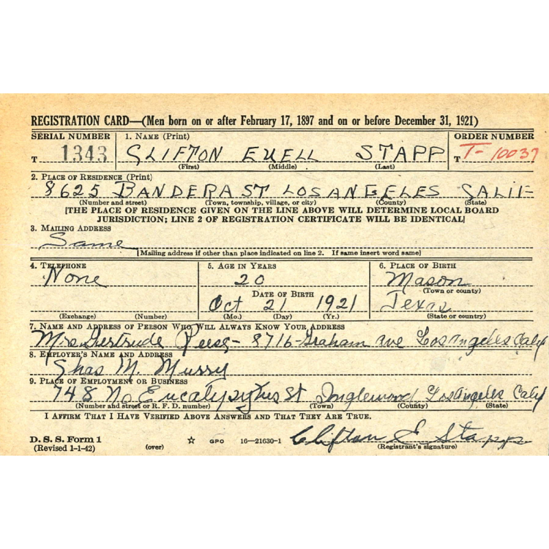 Grouping, Pvt. Clifton Stapp, Hq. Co., 2nd Bn., 315th Inf. Regt., 79th Infantry Division, POW, ETO