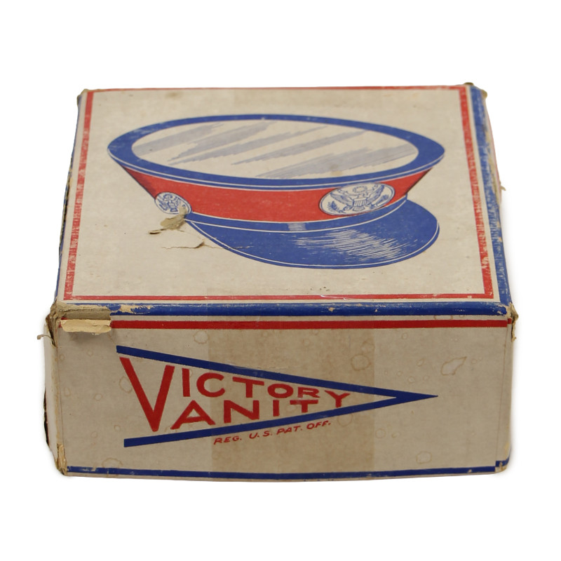 Poudrier en verre coloré, personnel féminin, VICTORY VANITY, dans sa boîte