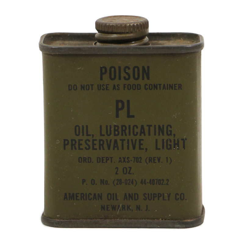 Bottle, Light Preservative and Lubricating Oil, AMERICAN OIL AND SUPPLY CO., 1944, Full
