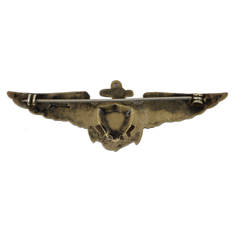Brevet de pilote, US Navy & USMC, HILBORN-HAMBURGER, Sterling, Plaqué or, à épingle