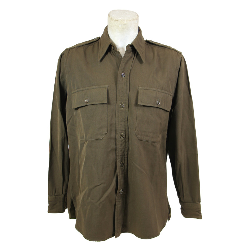 Shirt, Wool, Elastique, Officer's, Chocolate
