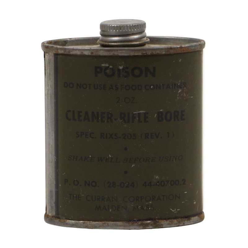 Flacon de solvant, Rifle Bore Cleaner, THE CURRAN CORPORATION, 1944, plein