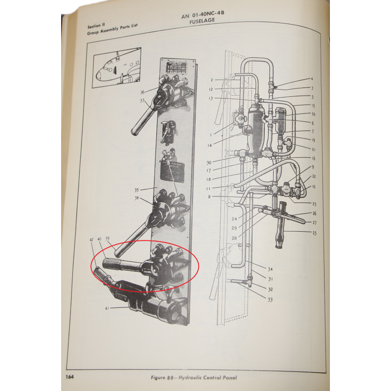 Handle, Landing Gear, Hydraulic Four-Way Valve, C-47 Skytrain, USAAF