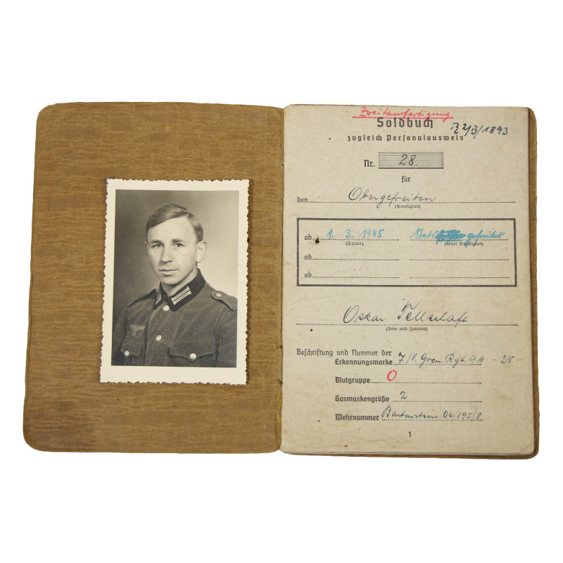 Soldbuch, Ob. Gefr. Oskar Tellschaft, Heer