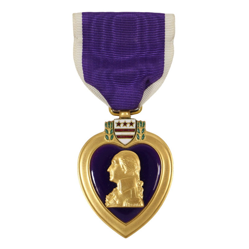Medal, Purple Heart, Sgt. Raymond O'Beirne, Co. M, 121st Inf. Regt., 8th Infantry Division, KIA, August 14, 1944