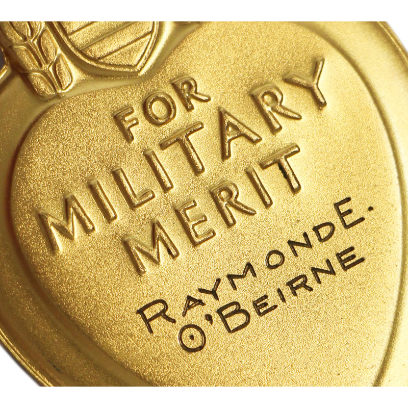 Coffret médaille, Purple Heart, Sgt. Raymond O'Beirne, Co. M, 121st Inf. Regt., 8th Infantry Division, KIA, 14 août 1944