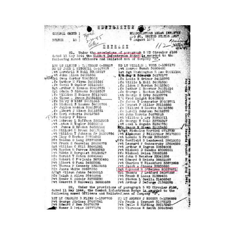 Medal, Purple Heart, Sgt. Raymond O'Beirne, Co. M, 121st Inf. Regt., 8th Infantry Division, KIA, August 14, 1944