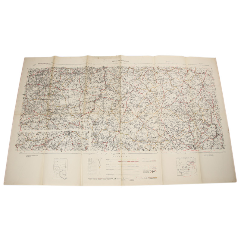 Carte alliés, MONS-LUXEMBOURG, Bataille des Ardennes, 1942