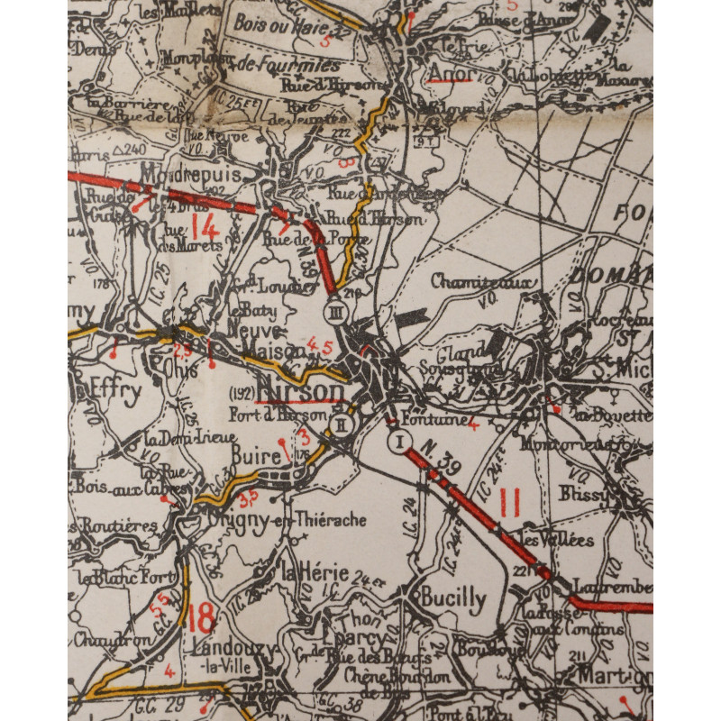 Map, MONS-LUXEMBOURG, Battle of the Bulge, 1942