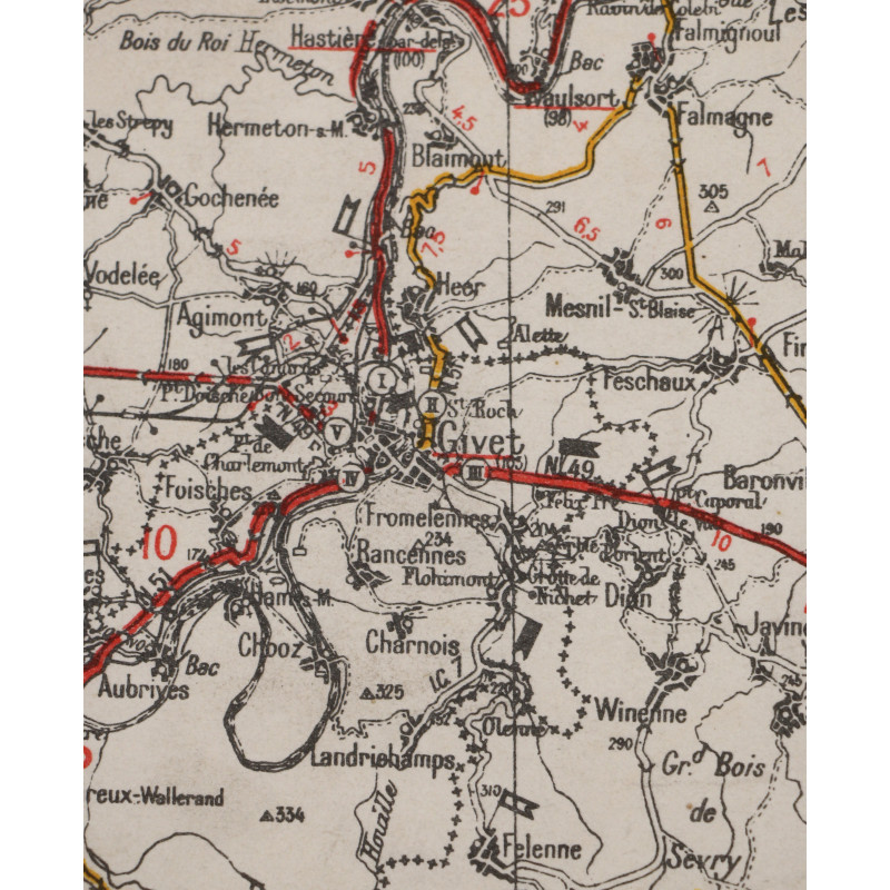 Map, MONS-LUXEMBOURG, Battle of the Bulge, 1942
